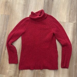 Sundance Red Turtleneck Pullover Sweater Size Small Cable Knit Silk Blend